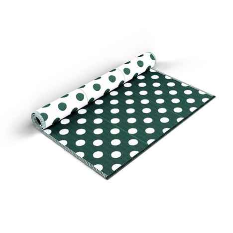 Bottle Green Polka Dots Mat - Shradha Mats