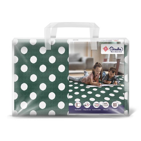 Bottle Green Polka Dots Mat - Shradha Mats