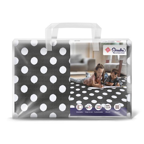 Dark Grey Polka Dots Mat - Shradha Mats