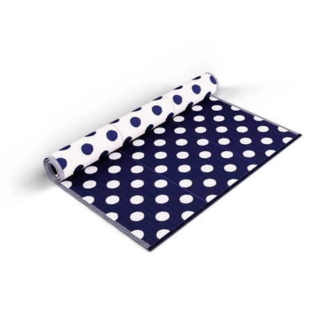 Navy Blue Polka Dots Mat - Shradha Mats