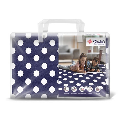 Navy Blue Polka Dots Mat - Shradha Mats