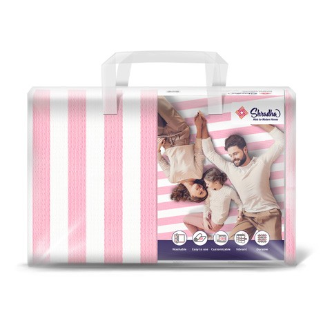 Baby Pink Stripes Mat - Shradha Mats